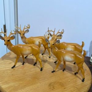 (4) Vintage hard plastic reindeers
